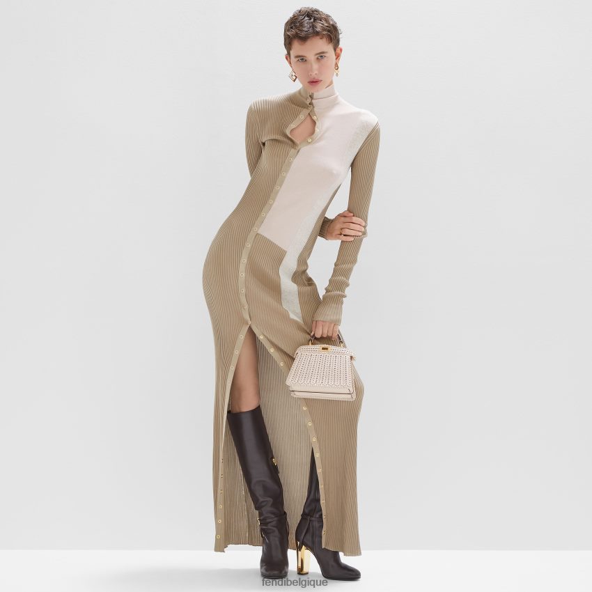 vêtements Fendi robe en soie et viscose beige femmes 8X8J2J953 Fendi Belgique