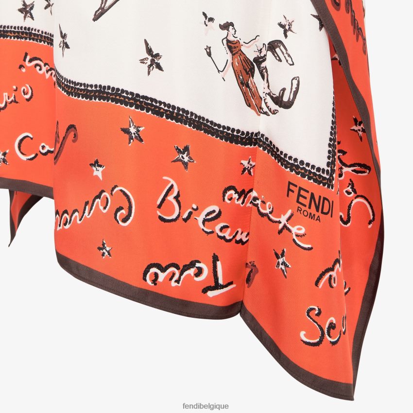 vêtements Fendi robe en soie orange femmes 8X8J2J1020 Fendi Lunette De Soleil