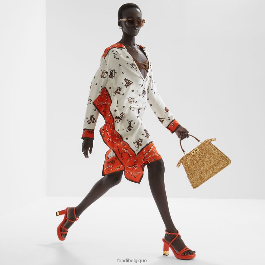 vêtements Fendi robe en soie orange femmes 8X8J2J1020 Fendi Lunette De Soleil