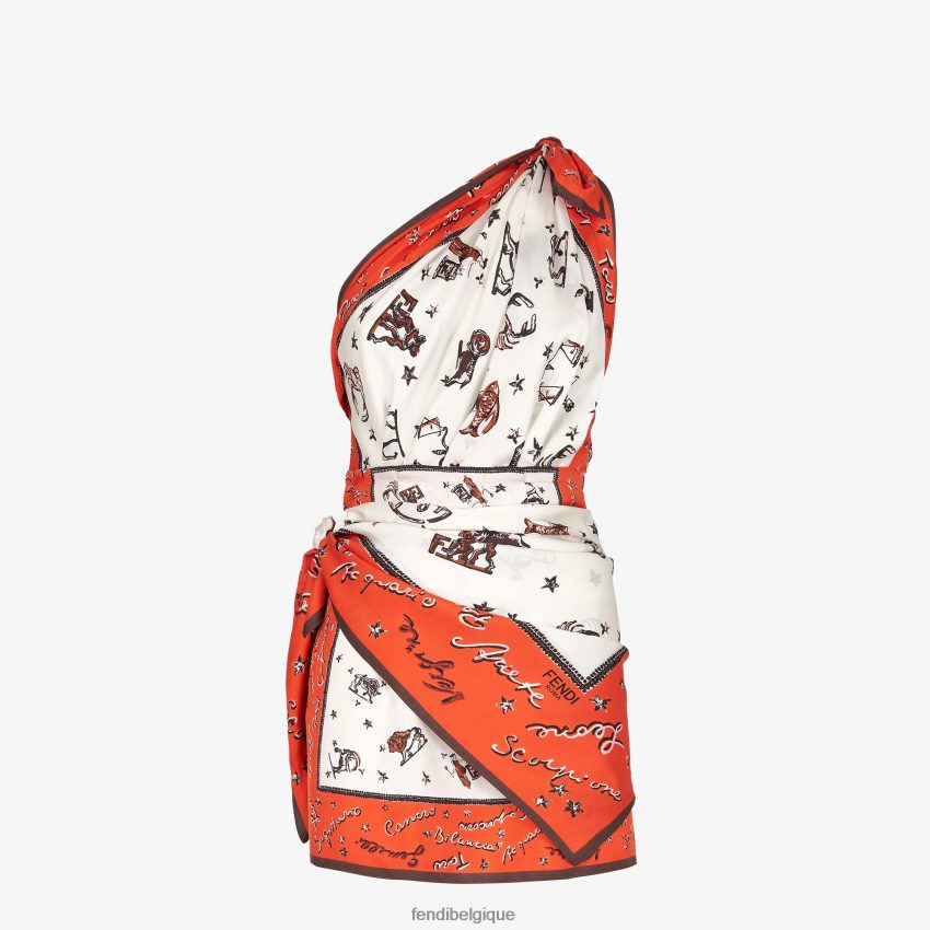 vêtements Fendi robe en soie orange femmes 8X8J2J989 Fendi Belgique