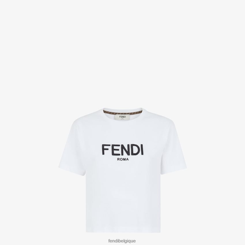 vêtements Fendi t-shirt en coton blanc femmes 8X8J2J1112 Fendi Belgique
