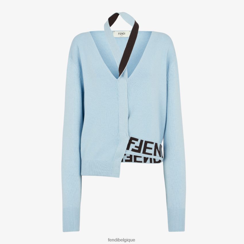 vêtements Fendi cardigan en cachemire et laine bleu clair femmes 8X8J2J925 Fendi Sac