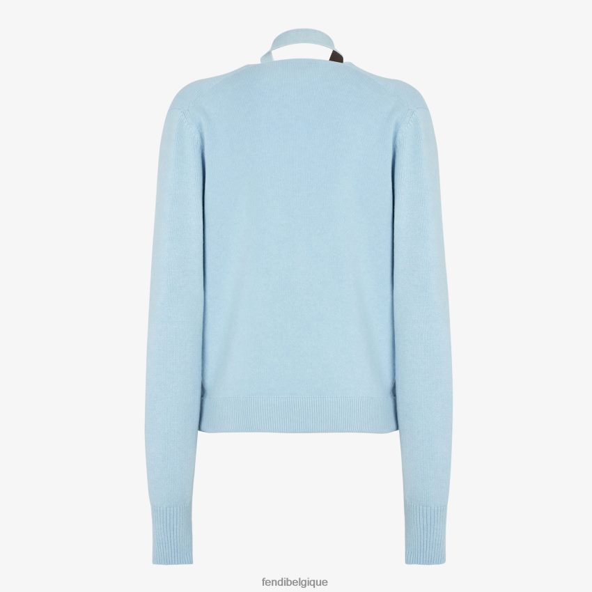 vêtements Fendi cardigan en cachemire et laine bleu clair femmes 8X8J2J925 Fendi Sac