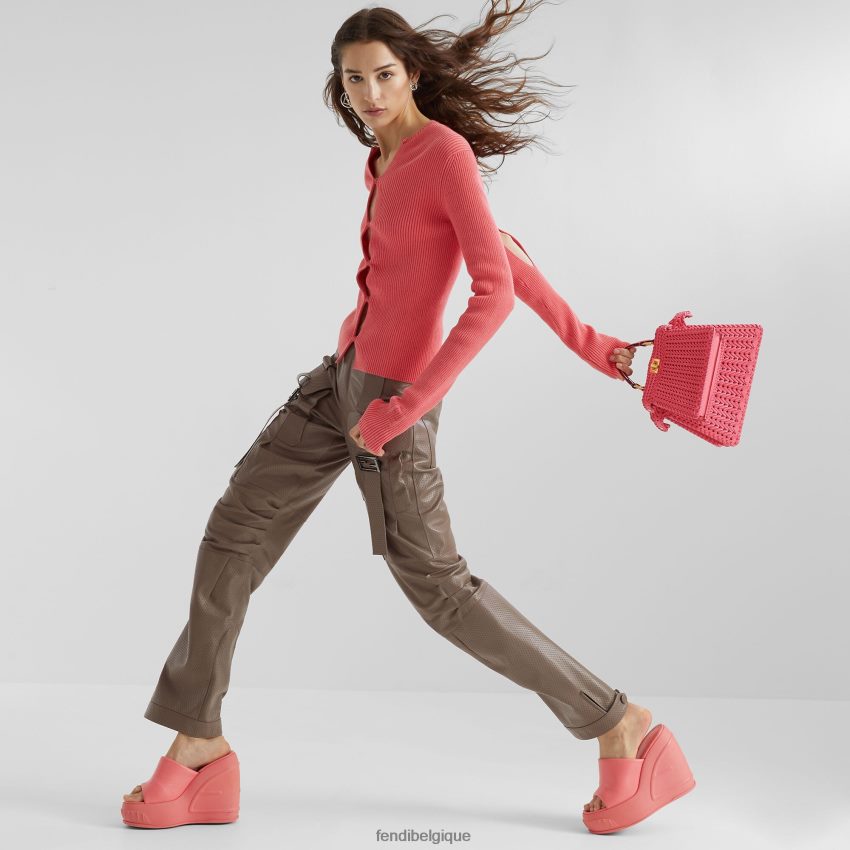 vêtements Fendi cardigan en coton rose femmes 8X8J2J1028 Fendi Belgique