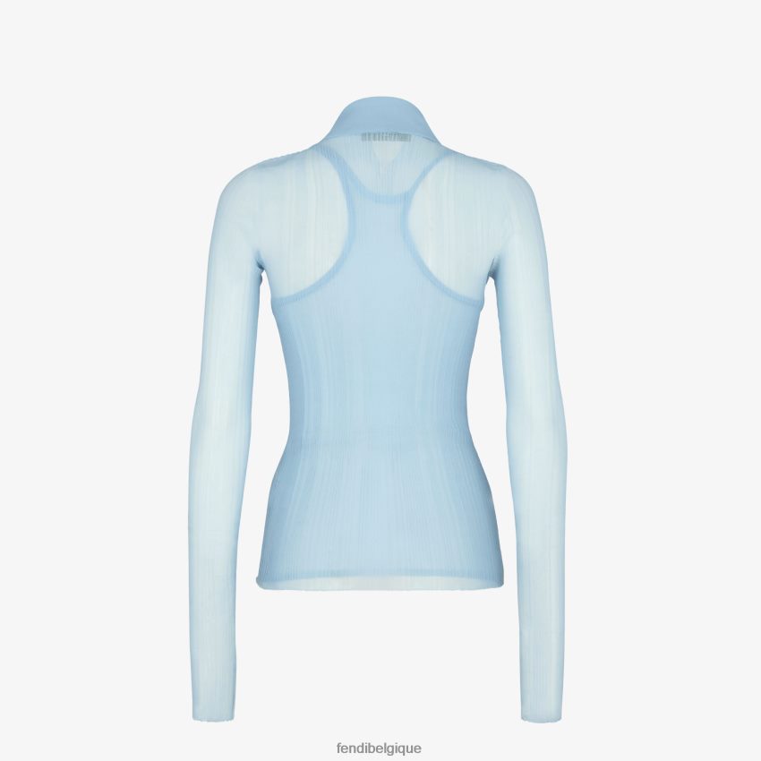 vêtements Fendi polo en soie bleu clair femmes 8X8J2J927 Fendi Lunette De Soleil