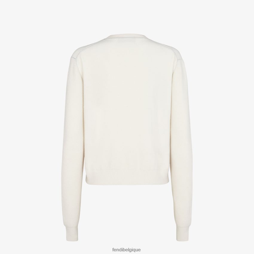 vêtements Fendi pull en cachemire blanc femmes 8X8J2J1029 Fendi Lunette De Soleil