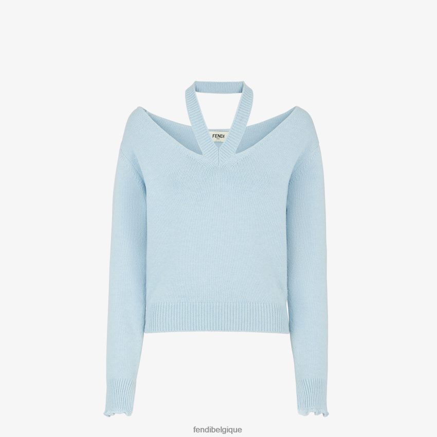 vêtements Fendi pull en cachemire bleu clair femmes 8X8J2J930 Fendi Lunette De Soleil
