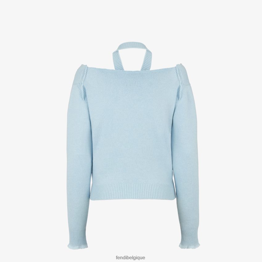 vêtements Fendi pull en cachemire bleu clair femmes 8X8J2J930 Fendi Lunette De Soleil