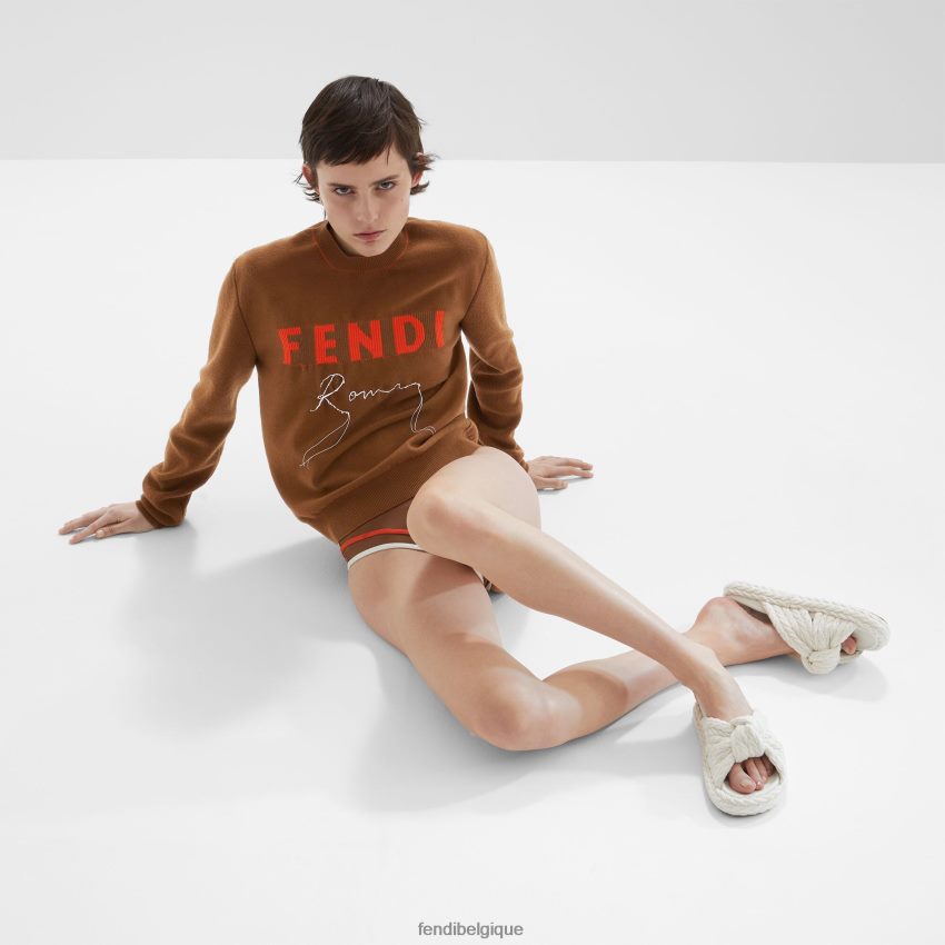 vêtements Fendi pull en cachemire brun femmes 8X8J2J1248 Fendi Lunette De Soleil