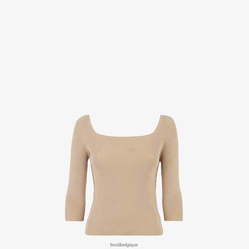 vêtements Fendi pull en coton beige femmes 8X8J2J1115 Fendi Belgique