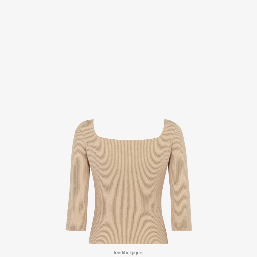 vêtements Fendi pull en coton beige femmes 8X8J2J1115 Fendi Belgique