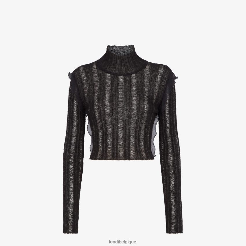 vêtements Fendi pull en nylon et mohair noir femmes 8X8J2J994 Fendi Sac