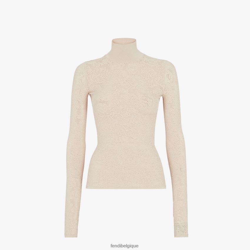 vêtements Fendi pull en viscose brodé beige femmes 8X8J2J962 Fendi Belgique