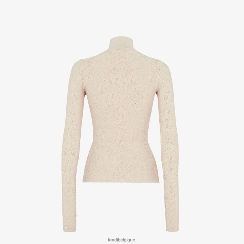 vêtements Fendi pull en viscose brodé beige femmes 8X8J2J962 Fendi Belgique