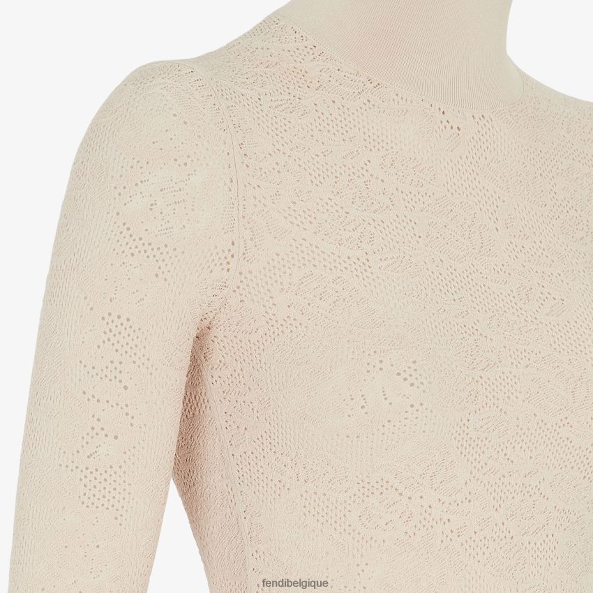 vêtements Fendi pull en viscose brodé beige femmes 8X8J2J962 Fendi Belgique