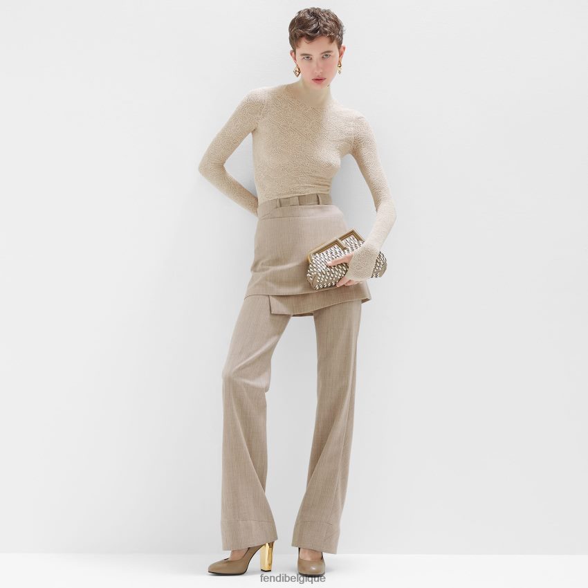 vêtements Fendi pull en viscose brodé beige femmes 8X8J2J962 Fendi Belgique