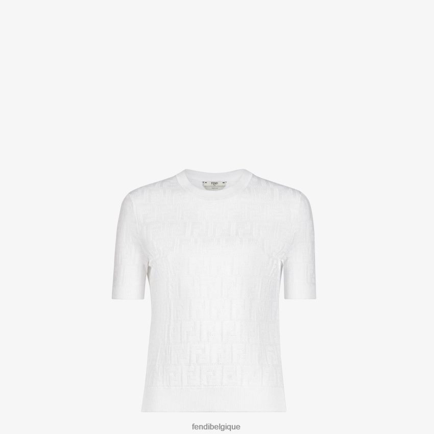 vêtements Fendi pull en viscose et coton blanc femmes 8X8J2J992 Fendi Belgique
