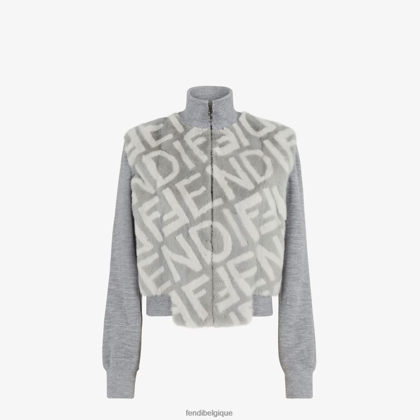 vêtements Fendi blouson aviateur en vison gris femmes 8X8J2J1158 Fendi Lunette De Soleil