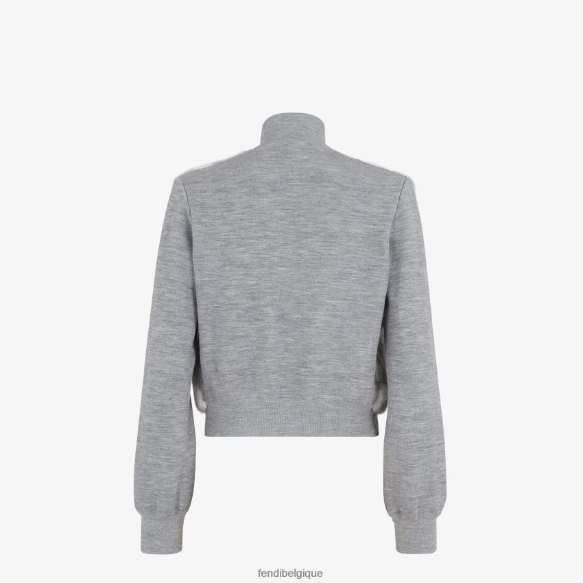 vêtements Fendi blouson aviateur en vison gris femmes 8X8J2J1158 Fendi Lunette De Soleil