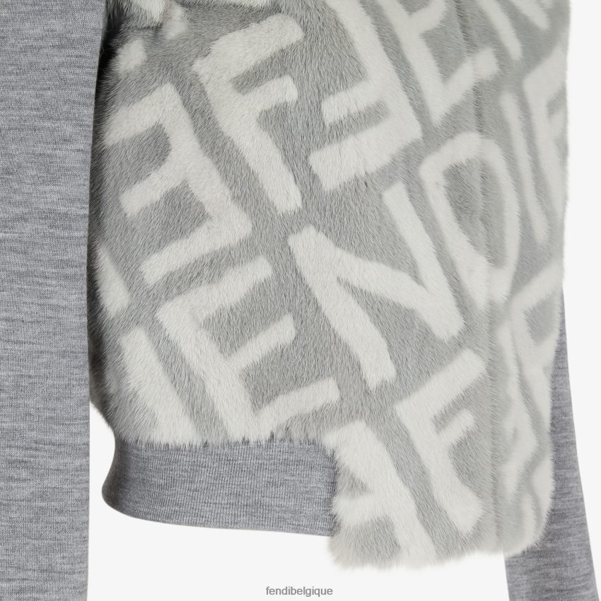 vêtements Fendi blouson aviateur en vison gris femmes 8X8J2J1158 Fendi Lunette De Soleil