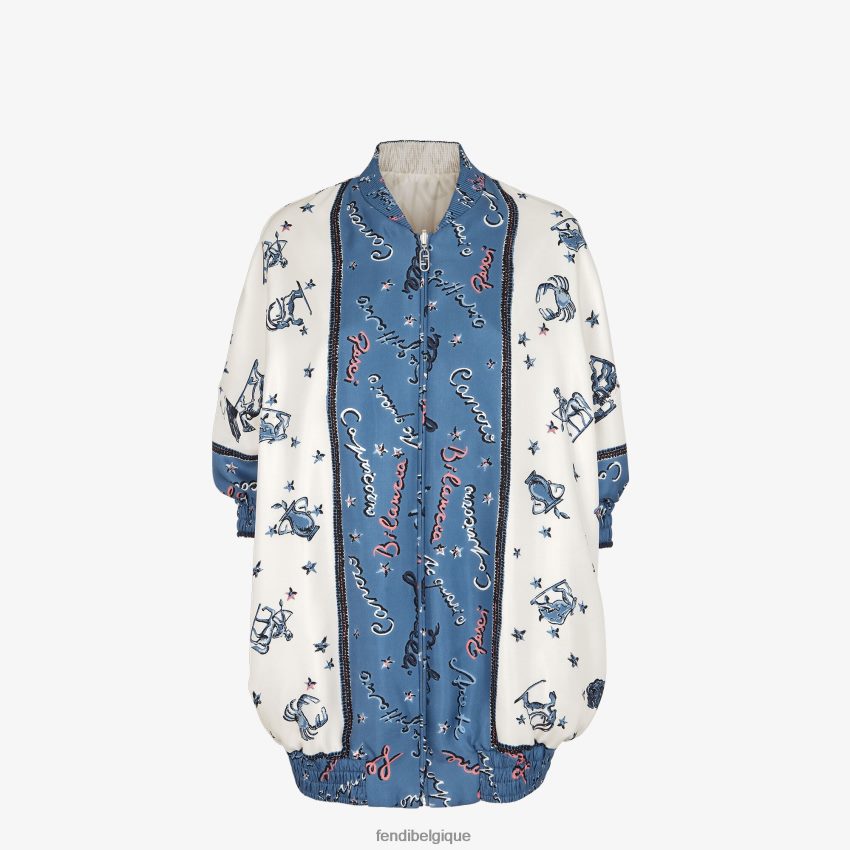 vêtements Fendi blouson aviateur réversible en soie multicolore femmes 8X8J2J1043 Fendi Belgique