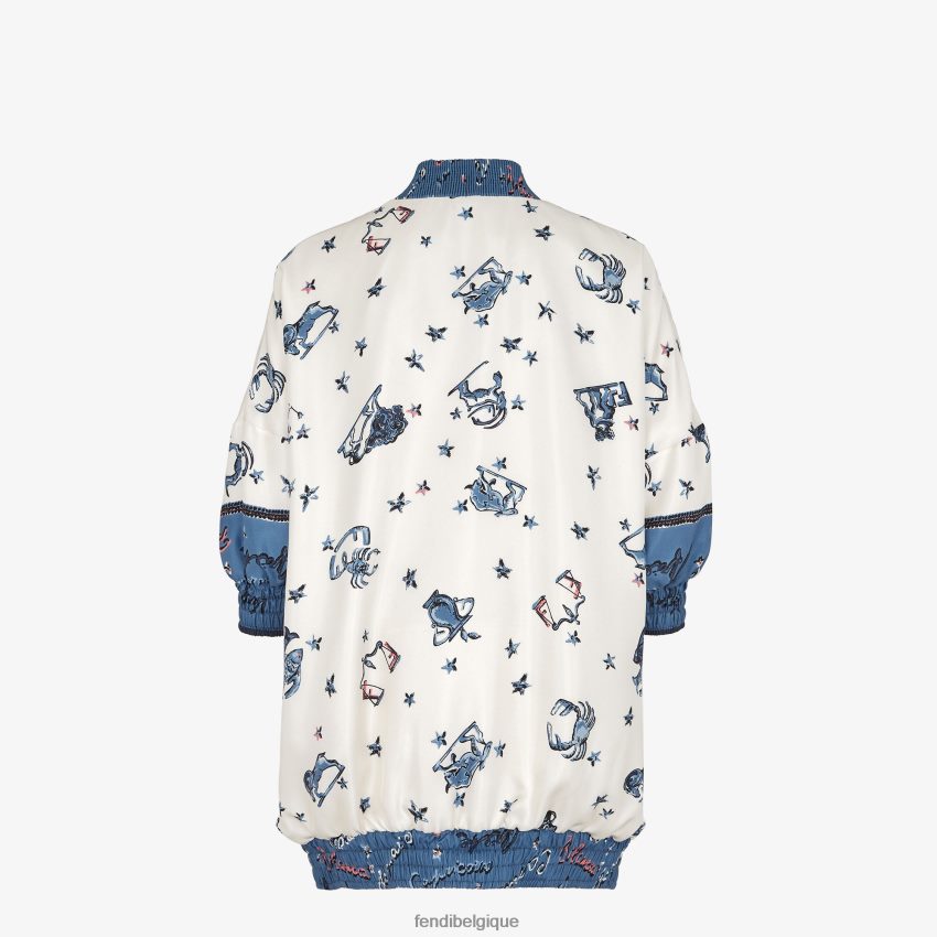 vêtements Fendi blouson aviateur réversible en soie multicolore femmes 8X8J2J1043 Fendi Belgique