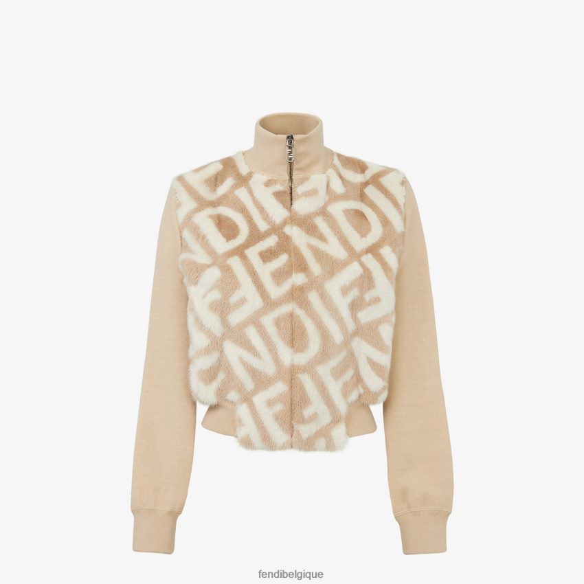 vêtements Fendi bombardier de vison beige femmes 8X8J2J1137 Fendi Lunette De Soleil