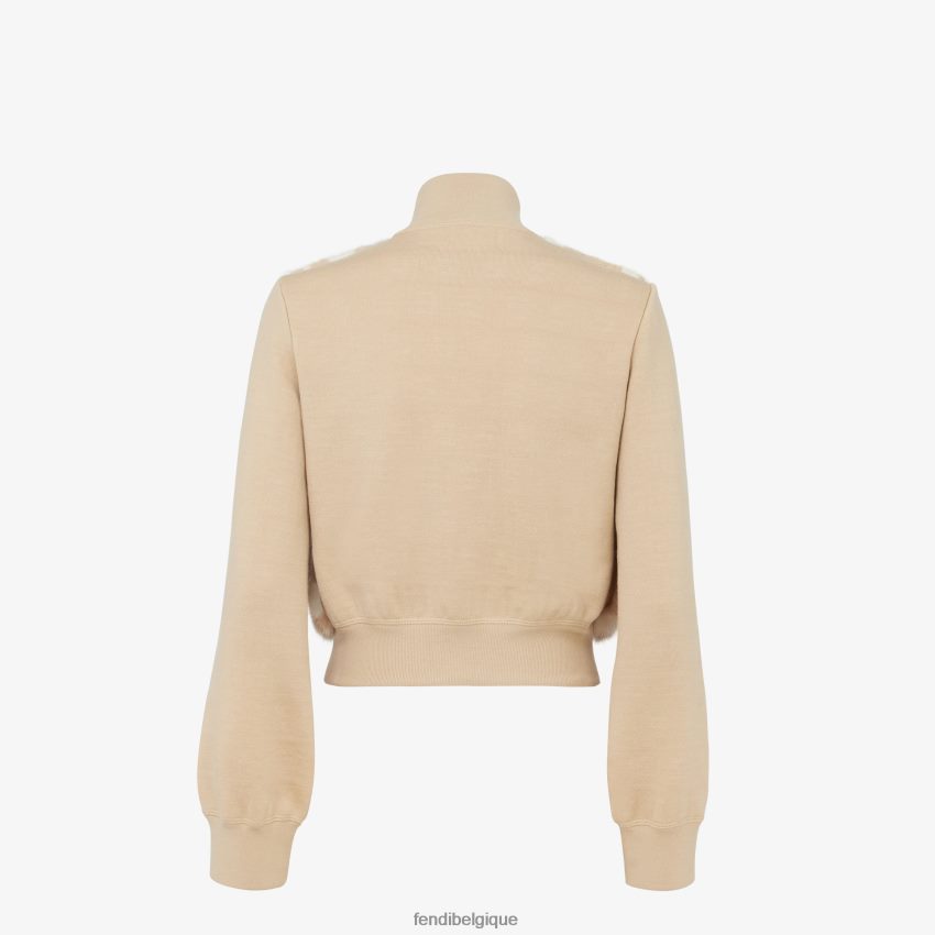 vêtements Fendi bombardier de vison beige femmes 8X8J2J1137 Fendi Lunette De Soleil