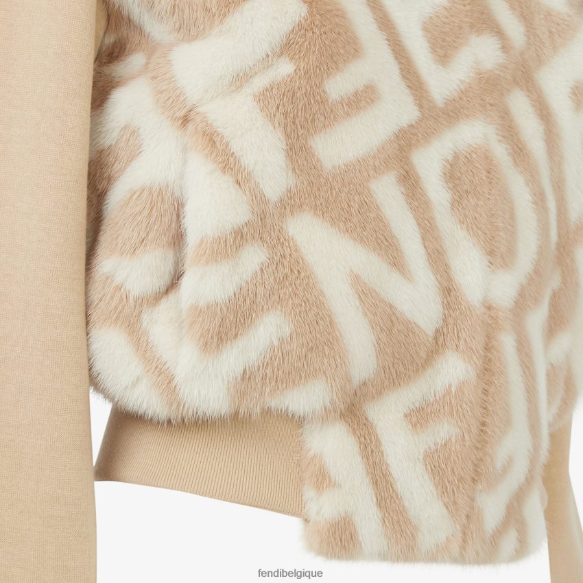 vêtements Fendi bombardier de vison beige femmes 8X8J2J1137 Fendi Lunette De Soleil