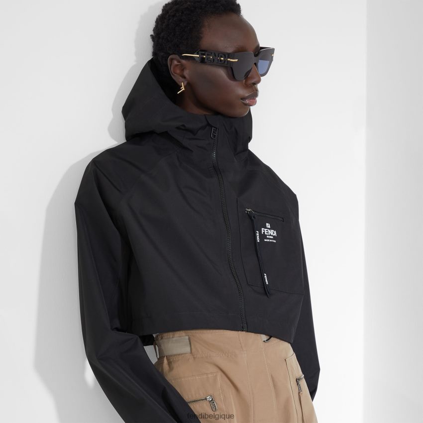 vêtements Fendi veste coupe-vent en nylon noir femmes 8X8J2J1097 Fendi Belgique