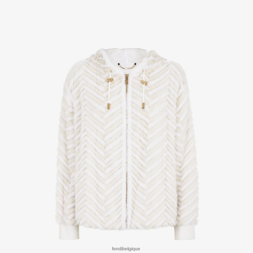 vêtements Fendi veste de vison blanc femmes 8X8J2J986 Fendi Belgique
