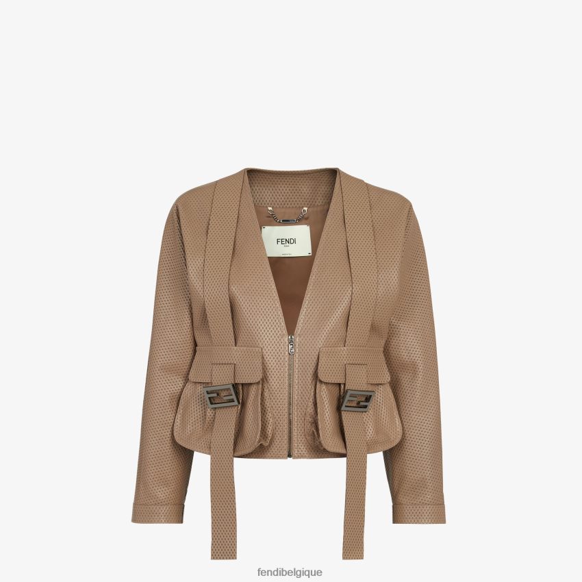 vêtements Fendi veste en cuir brun femmes 8X8J2J1087 Fendi Sac