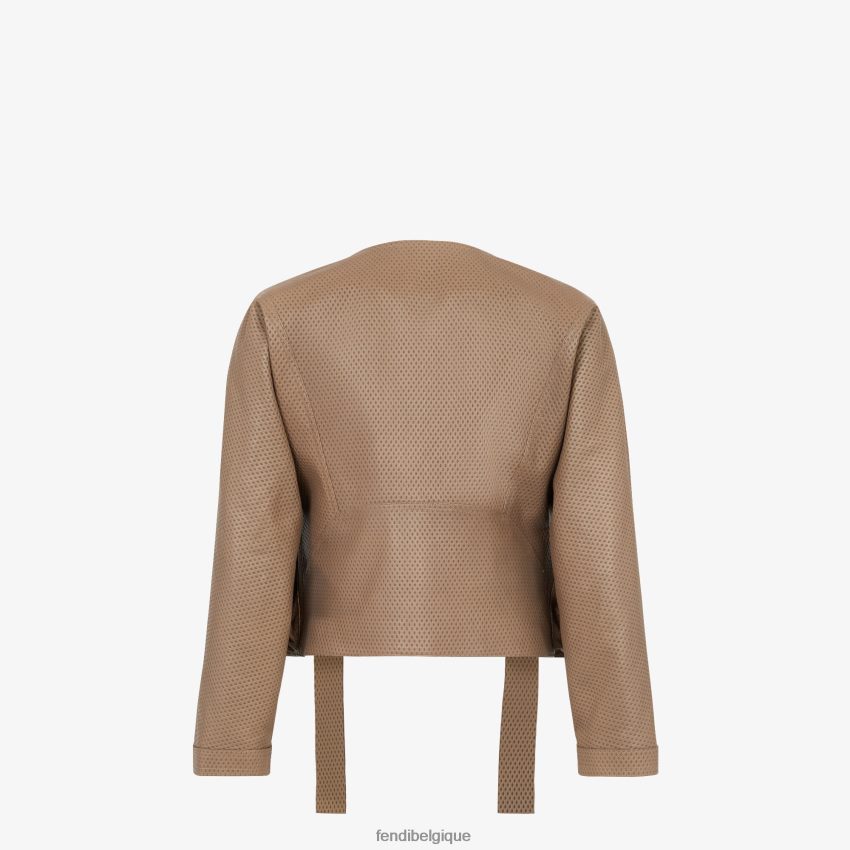 vêtements Fendi veste en cuir brun femmes 8X8J2J1087 Fendi Sac