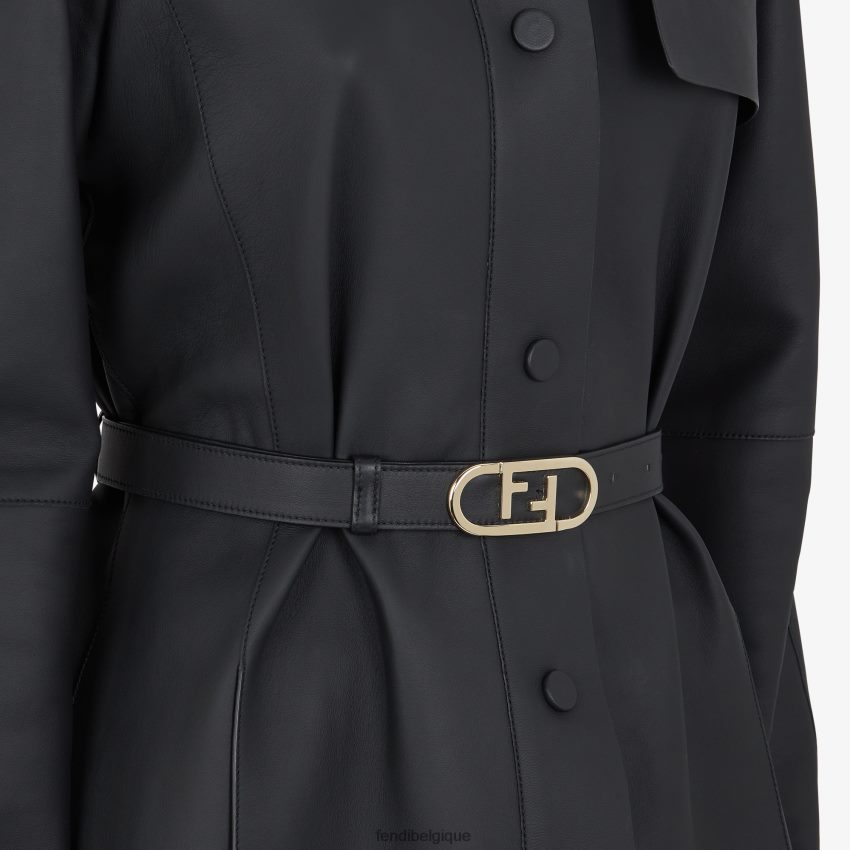 vêtements Fendi veste en cuir ciré noir femmes 8X8J2J1208 Fendi Belgique