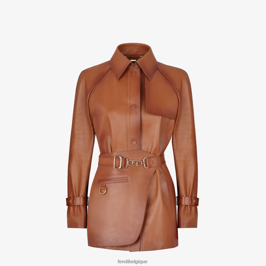 vêtements Fendi veste en cuir marron à effet dégradé brun femmes 8X8J2J1203 Fendi Lunette De Soleil