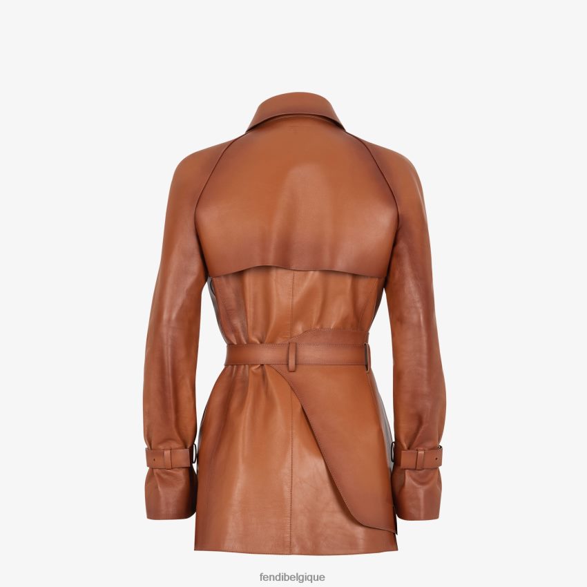 vêtements Fendi veste en cuir marron à effet dégradé brun femmes 8X8J2J1203 Fendi Lunette De Soleil