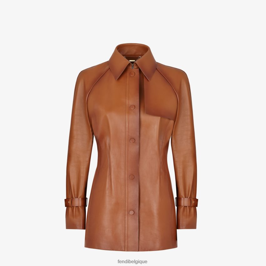 vêtements Fendi veste en cuir marron à effet dégradé brun femmes 8X8J2J1203 Fendi Lunette De Soleil