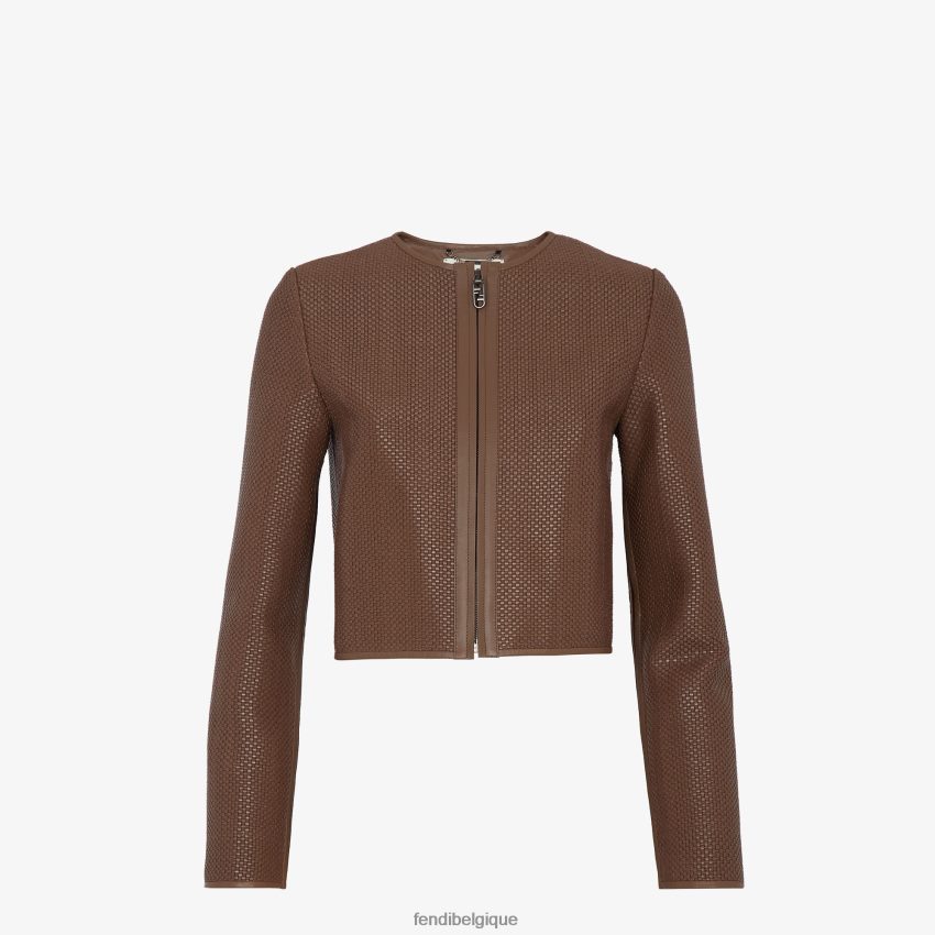 vêtements Fendi veste en cuir tressé brun femmes 8X8J2J1140 Fendi Lunette De Soleil