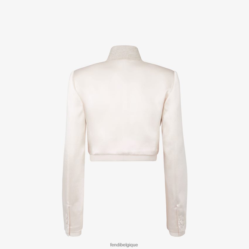 vêtements Fendi veste en gabardine de satin et de laine beige femmes 8X8J2J1121 Fendi Belgique