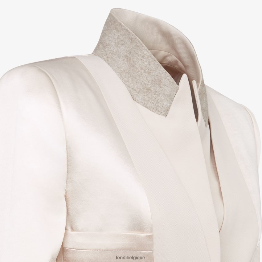 vêtements Fendi veste en gabardine de satin et de laine beige femmes 8X8J2J1121 Fendi Belgique
