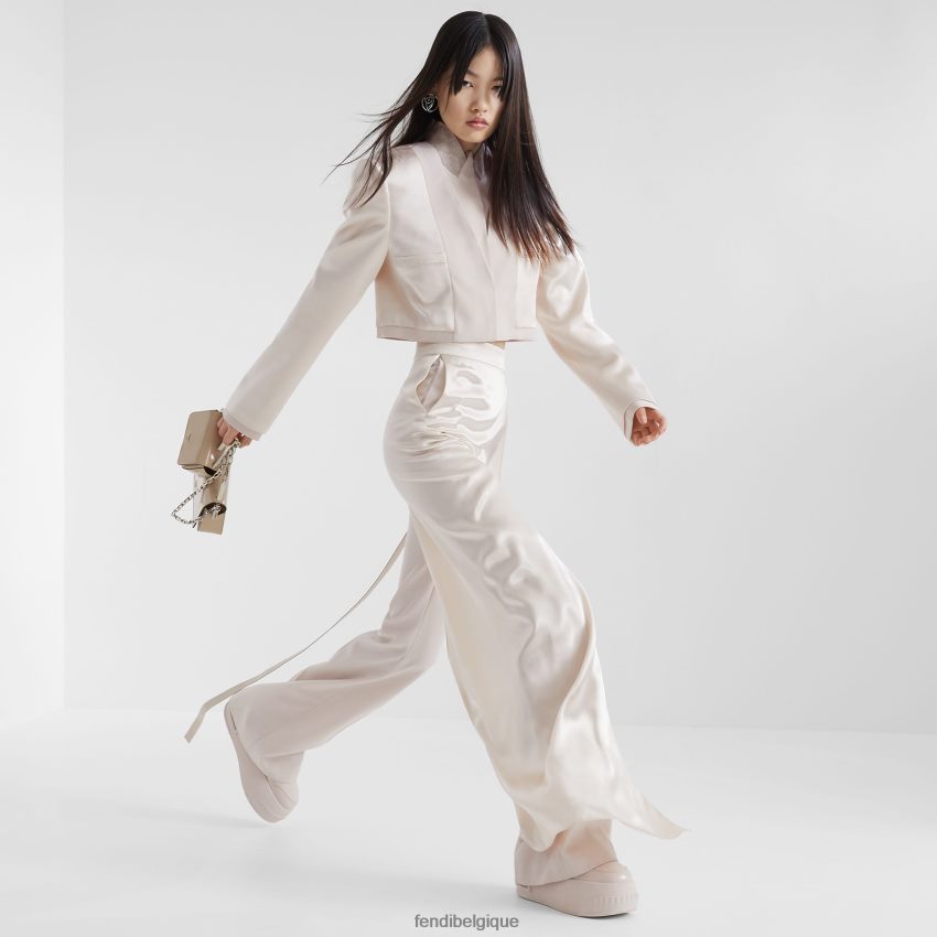 vêtements Fendi veste en gabardine de satin et de laine beige femmes 8X8J2J1121 Fendi Belgique