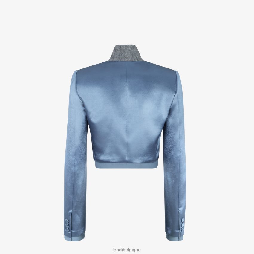 vêtements Fendi veste en gabardine de satin et de laine bleu femmes 8X8J2J1125 Fendi Lunette De Soleil