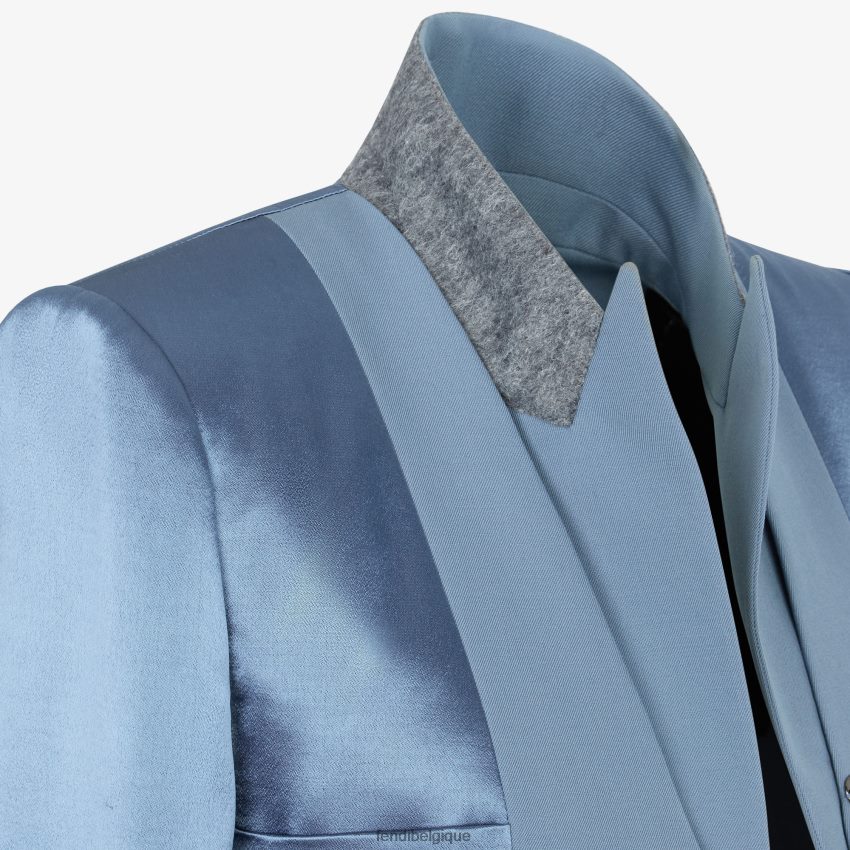 vêtements Fendi veste en gabardine de satin et de laine bleu femmes 8X8J2J1125 Fendi Lunette De Soleil