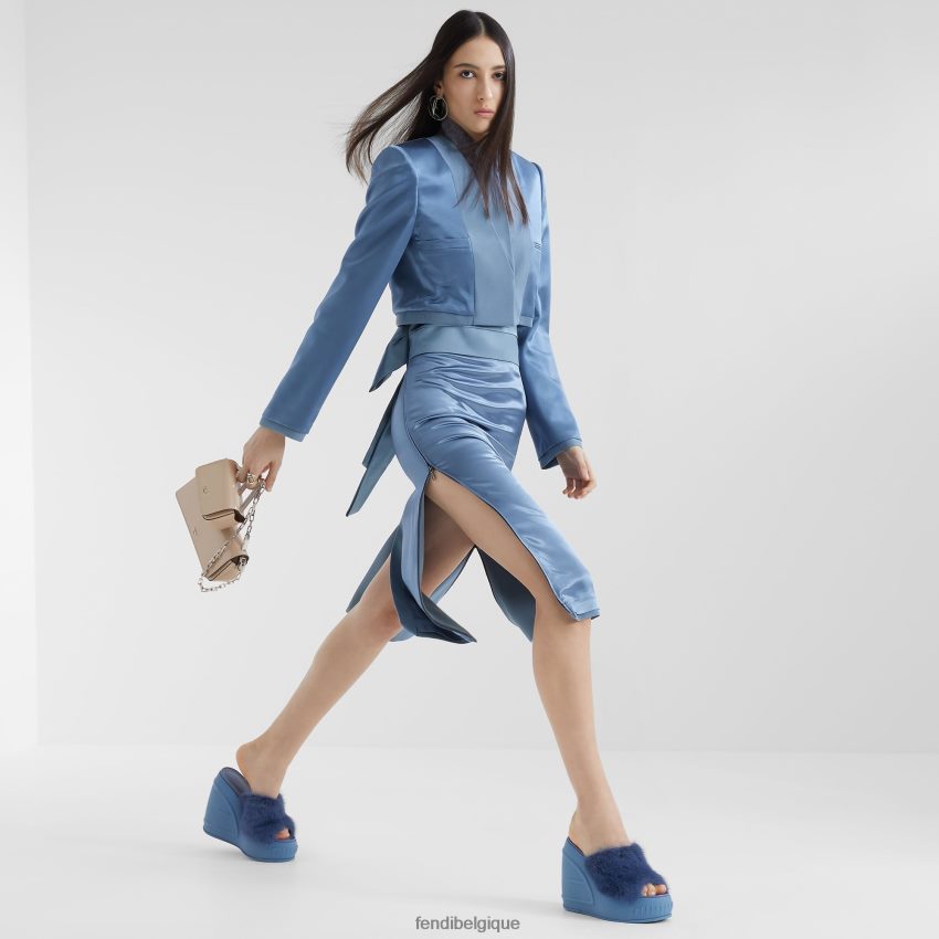 vêtements Fendi veste en gabardine de satin et de laine bleu femmes 8X8J2J1125 Fendi Lunette De Soleil