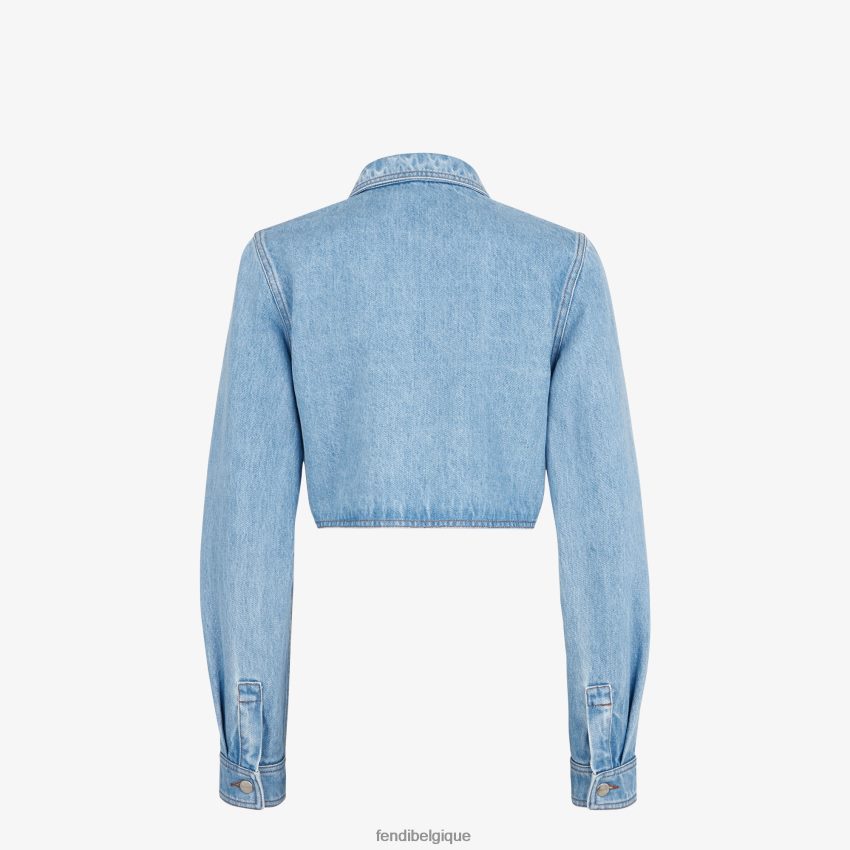 vêtements Fendi veste en jean bleu femmes 8X8J2J938 Fendi Belgique