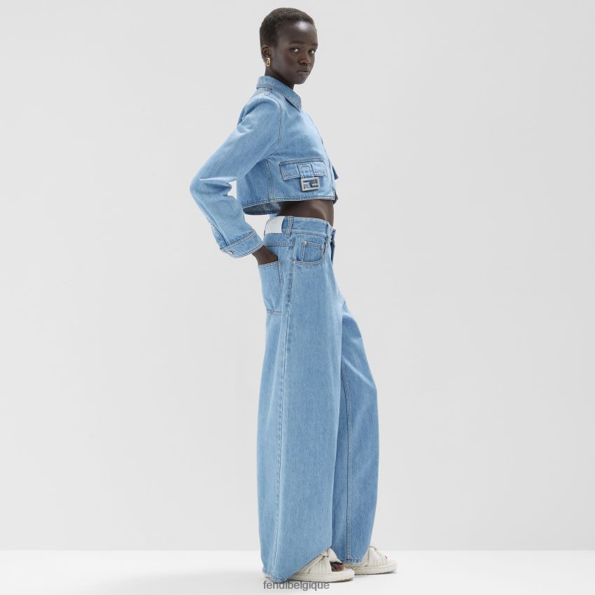 vêtements Fendi veste en jean bleu femmes 8X8J2J938 Fendi Belgique