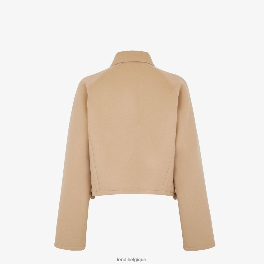 vêtements Fendi veste en laine et vison beige femmes 8X8J2J1247 Fendi Belgique