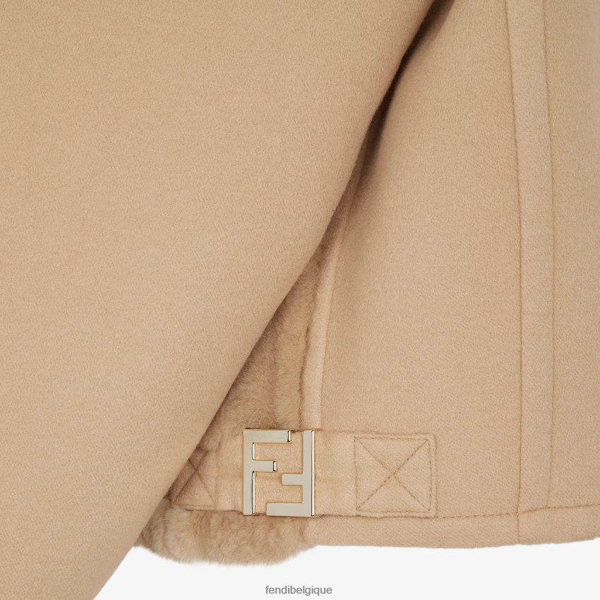 vêtements Fendi veste en laine et vison beige femmes 8X8J2J1247 Fendi Belgique