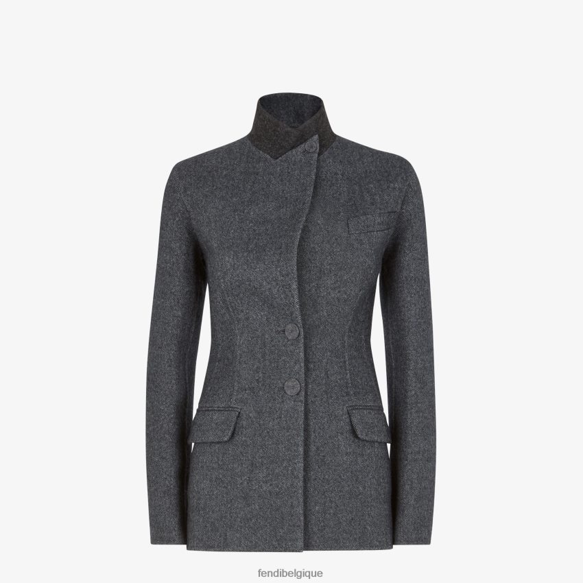vêtements Fendi veste en laine gris femmes 8X8J2J1214 Fendi Belgique