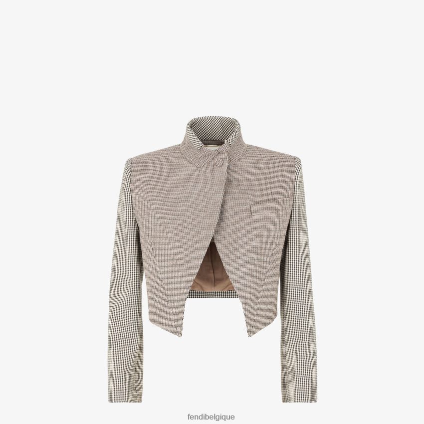 vêtements Fendi veste en laine pied-de-poule beige femmes 8X8J2J1220 Fendi Belgique